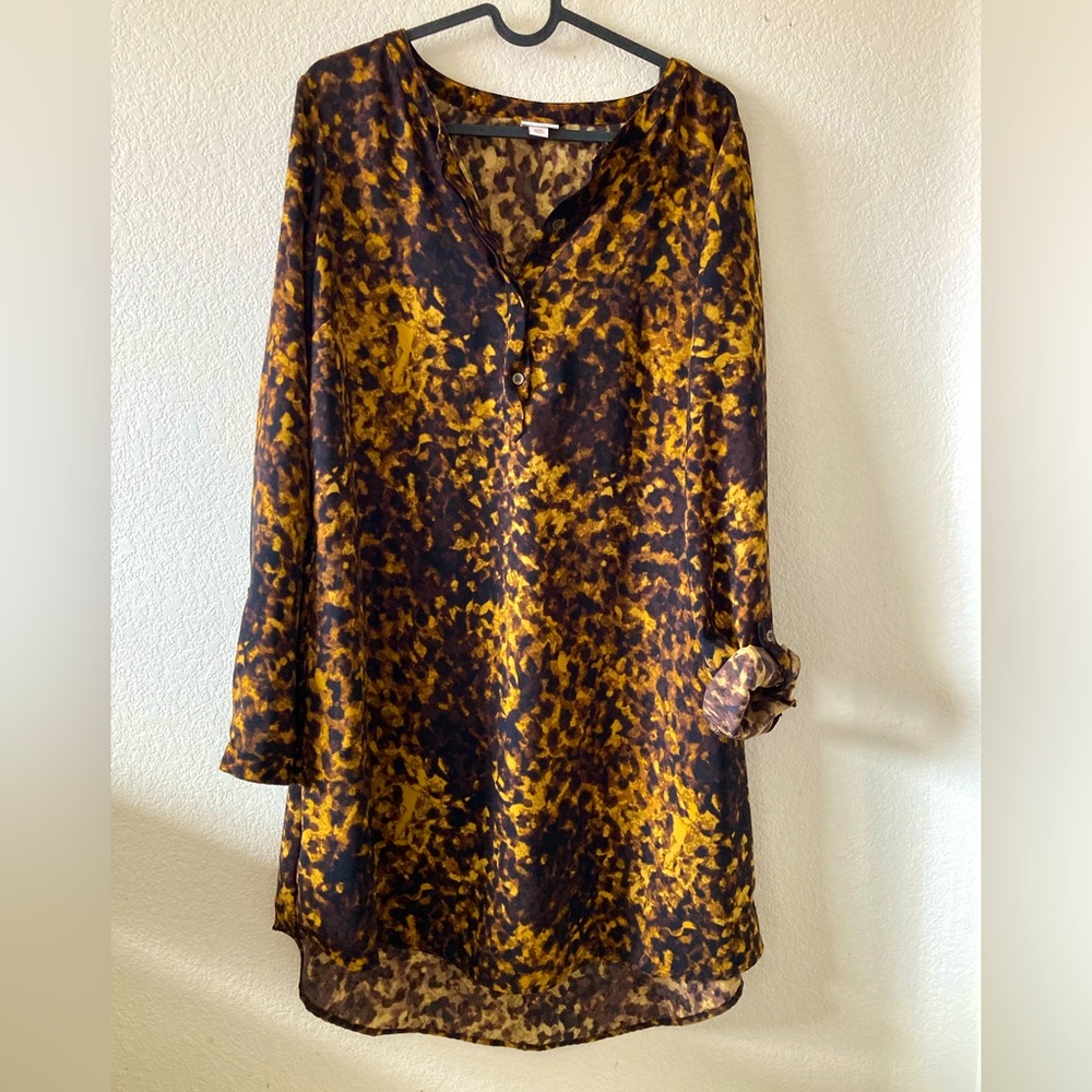 Gorgeous golden and warm chocolate tones marbled animal print vibe dress